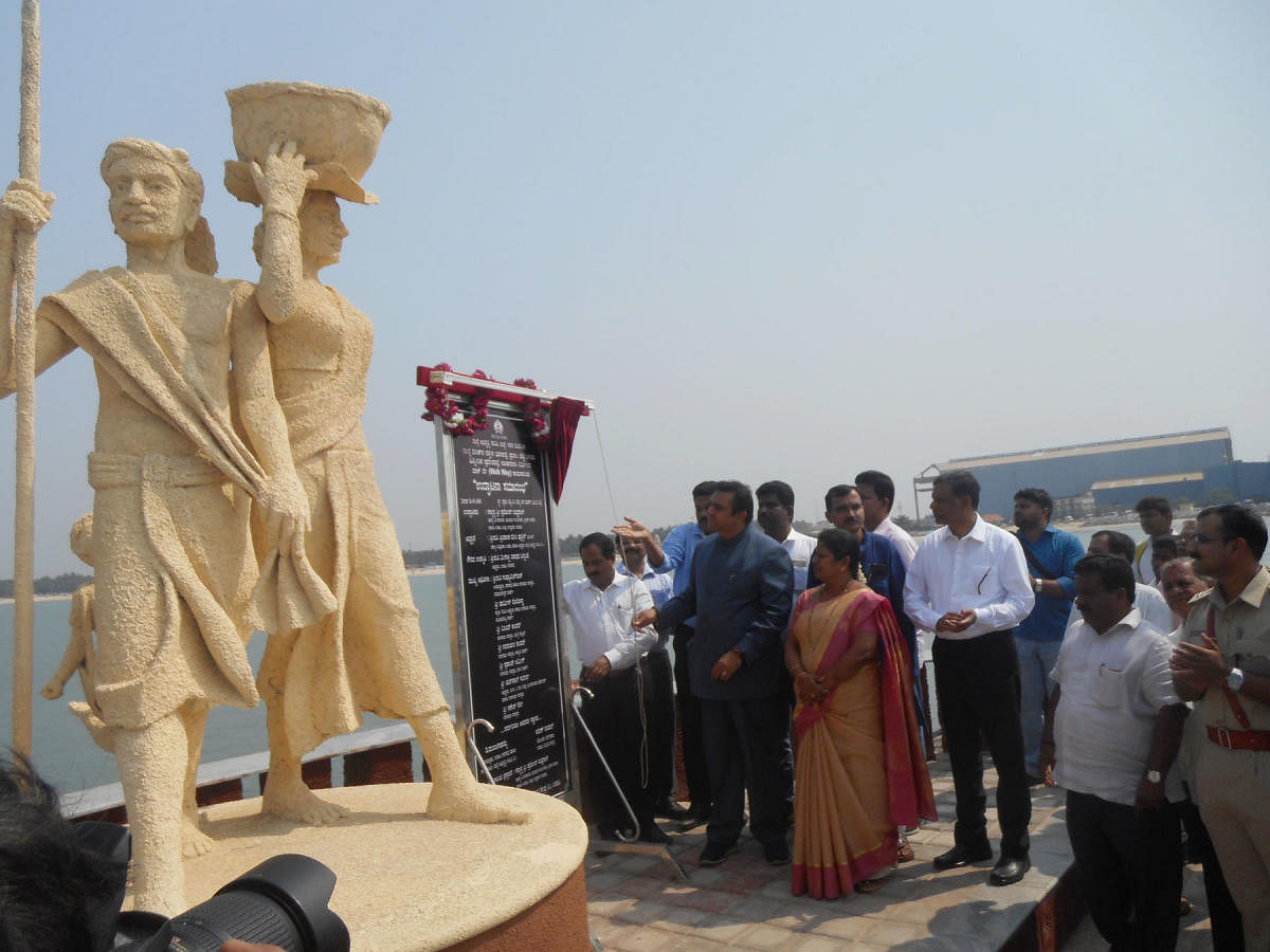 District-in-Charge Minister Pramod Madhwaraj inaugurates the sea walkway at Malpe beach.