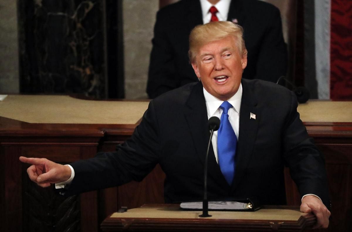President Trump delivers his State of the Union address in Washington. Reuters file photo
