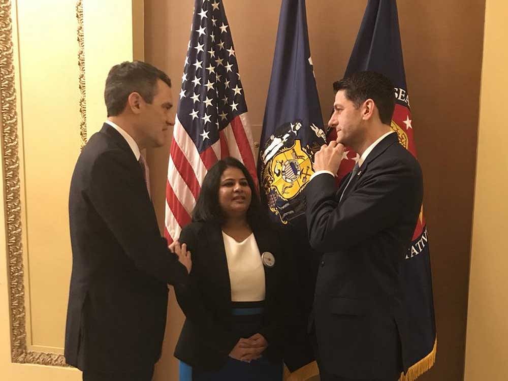 Sunayana, 32, was invited as a guest by Congressman Kevin Yoder to attend the event. Image courtesy Twitter