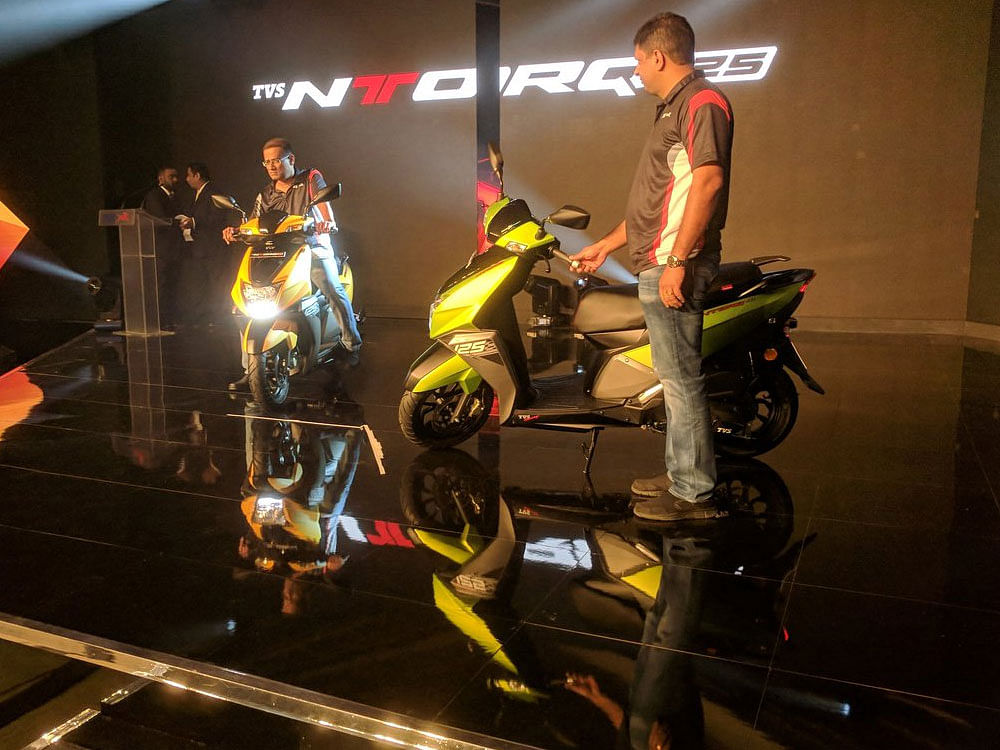 TVS Motor Company launched its first 125cc scooter TVS NTORQ 125. Image Courtesy: Twitter