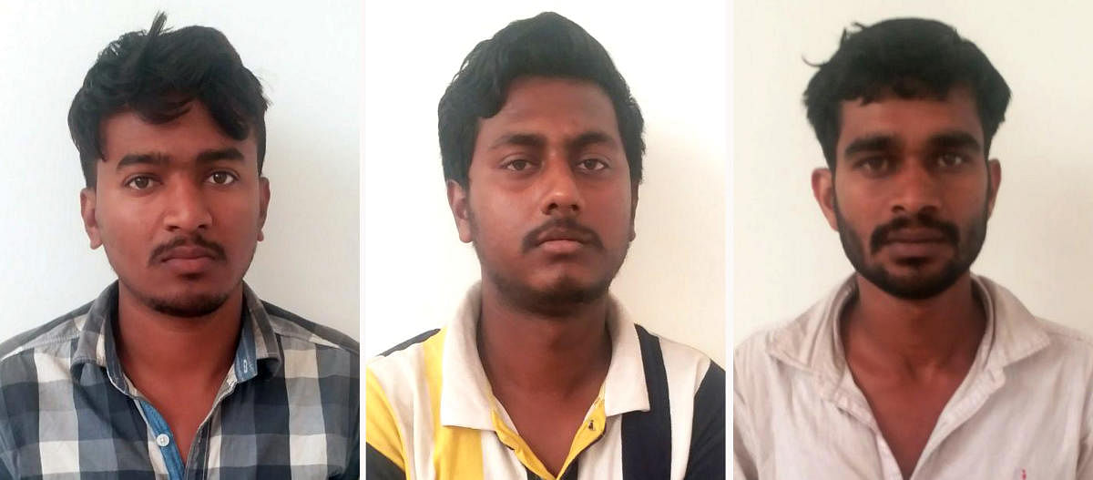 Jnanabharathi police have arrested three men in connection with a murder of a 22-year-old youth in front a bar in Ullal in West Bengaluru. The arrested are Pradeep (25), Shivaraj (24) and Sathish (29), all residents of Mallathalli and rowdy sheeters having cases registered against him in Subramanyapura and Kumaraswamy Layout for robbery, assault, and preparing for dacoity.