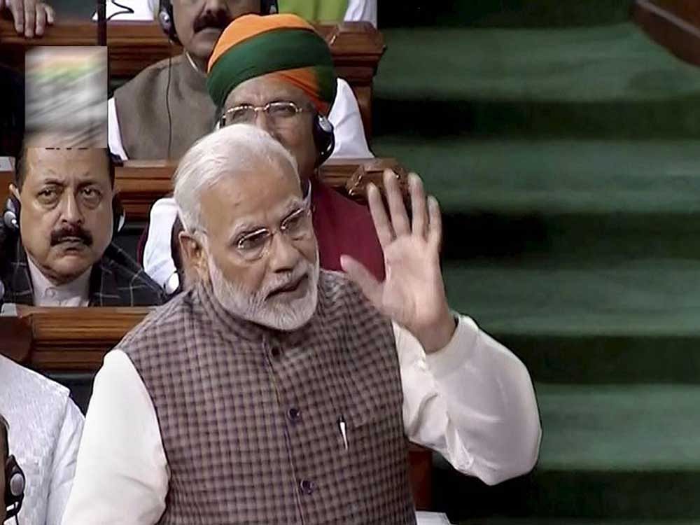 Prime Minister Narendra Modi at the Lok Sabha.