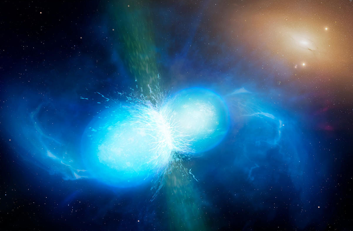 The formation of neutron stars by gravitational collapse and their subsequent merger can result in the formation of elements like gold. REPRESENTATIVE IMAGE