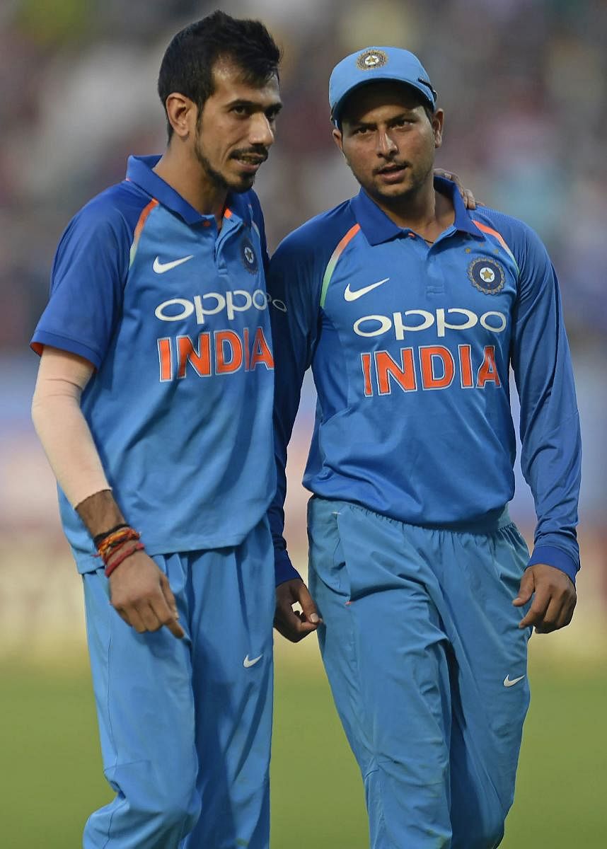PLOTTING A DOWNFALL: Attack-minded wrist-spinners Yuzvendra Chahal (left) and Kuldeep Yadav have emerged as India's major trump cards in limited-overs format. AFP