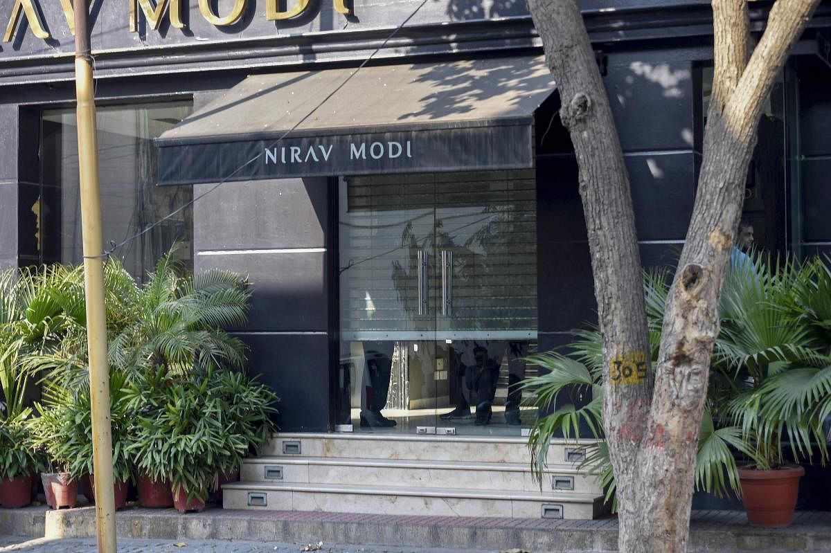 A Nirav Modi jewellery showroom at Defence Colony area of New Delhi on Thursday. Enforcement Directorate is conducting searches at Nirav Modi's home, showrooms and offices in Mumbai, Delhi and Surat following Punjab National Bank's (PNB) complaint of massive fraudulent transactions to benefit the celebrity jeweller. PTI file photo