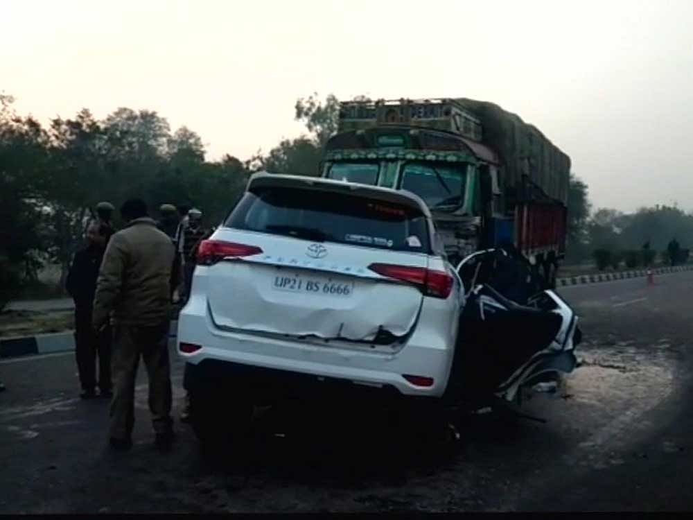 The accident took place when the MLA's driver lost control of the vehicle, which crossed over to the other side of divider and collided head on with the truck. ANI Photo