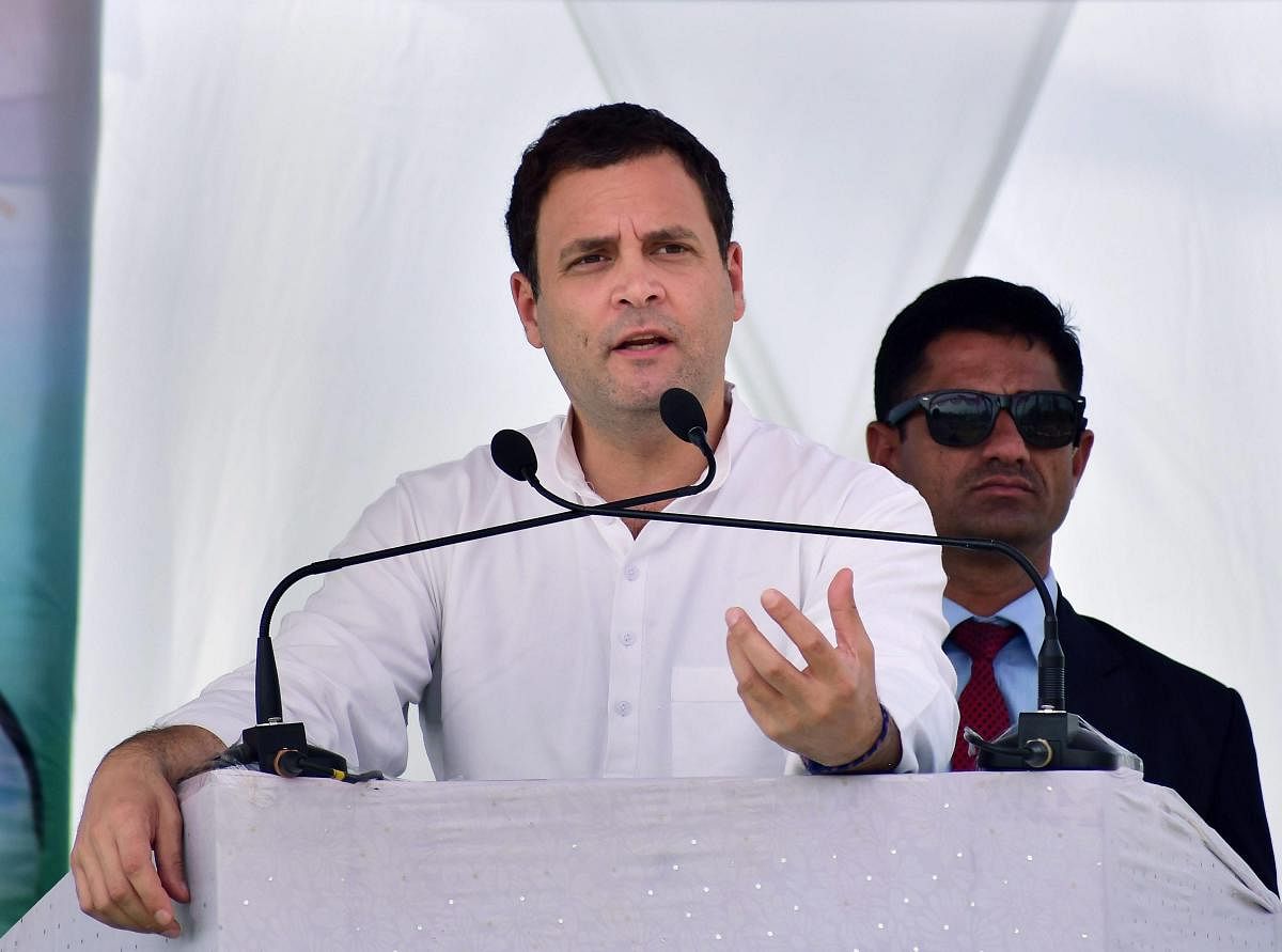 Modiji's magic can even make democracy disappear from India very soon,'' the Congress president Rahul Gandhi told an election rally at Jowai in poll-bound Meghalaya. PTI Photo
