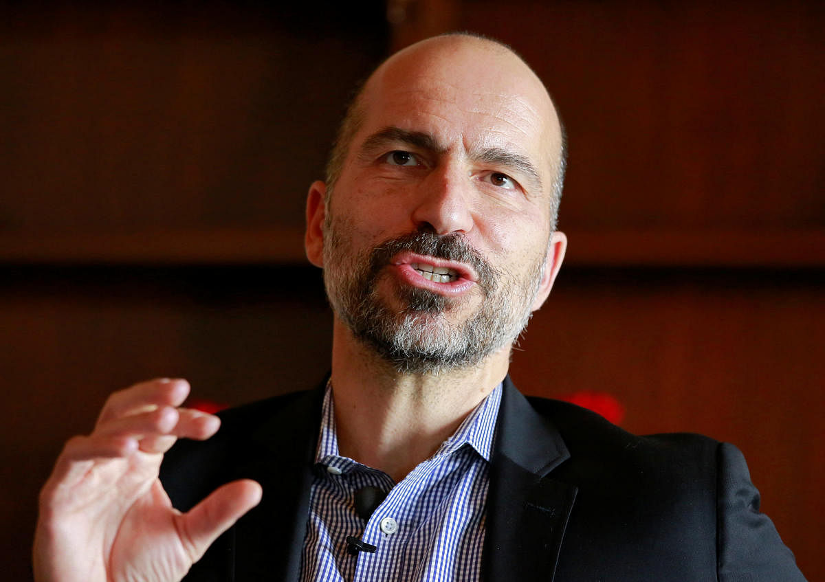 Dara Khosrowshahi, Chief Executive Officer (CEO) of Uber Technologies, speaks with the media in New Delhi. Reuters photo