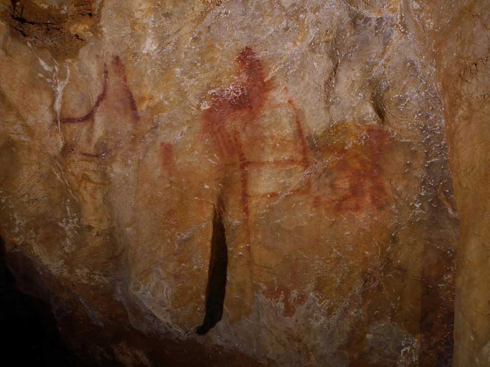Neanderthal paintings are seen in a cave in Pasiega, Spain. Reuters Photo