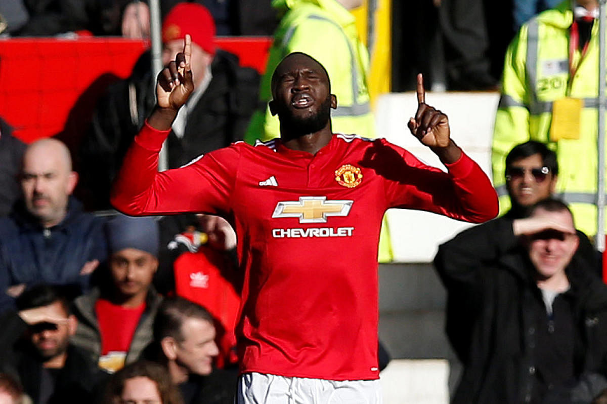 PROVING A POINT Manchester United's Romelu Lukaku celebrates after scoring against Chelsea during their Premier League clash on Sunday. REUTERS