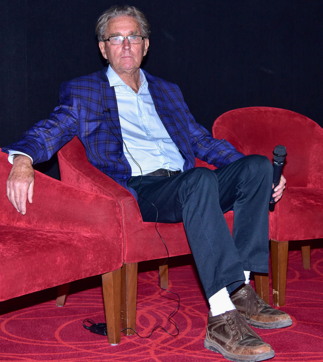 Eminent Cinematographers Tom Coven seen at the V K Murthy Memorial Lecture and before screen ing the Samskara film, at 10th BIFFES, at Orion Mall in Bengaluru on Monday. Photo/ B H Shivakumar
