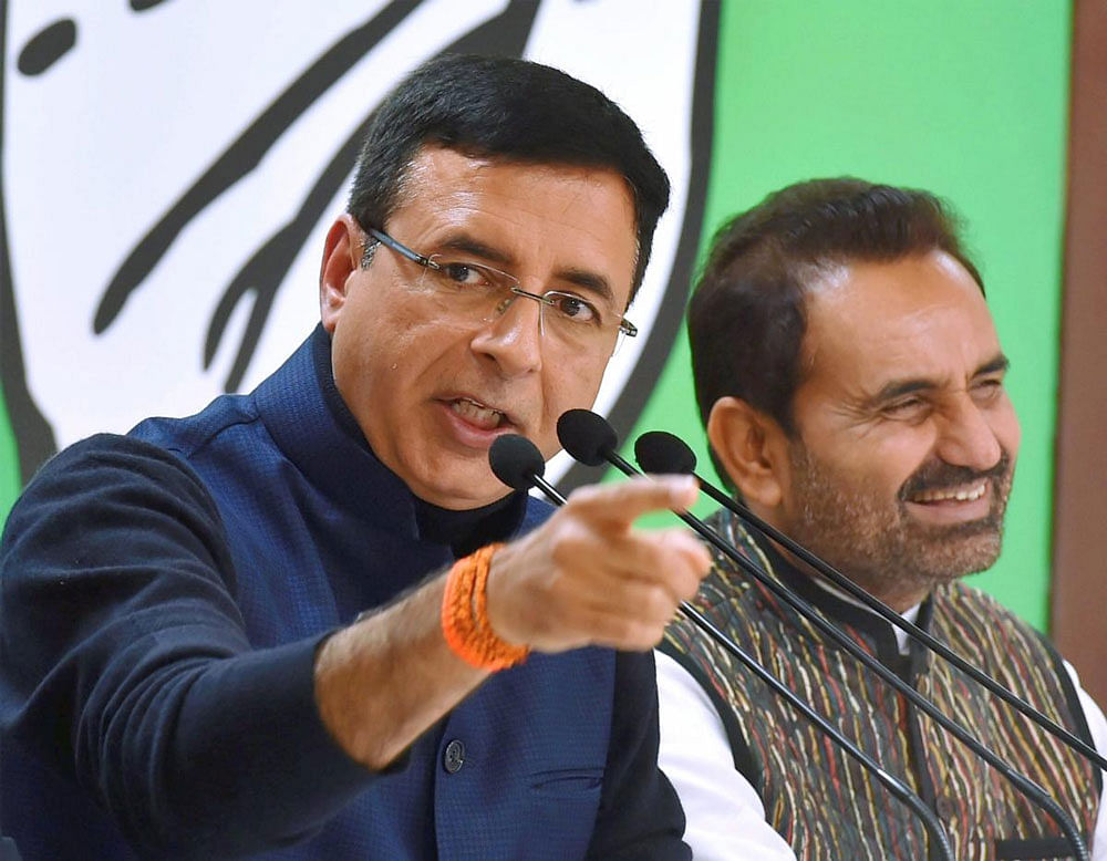 Randeep Singh Surjewala put up a lengthy twitter thread of his opinion on the BJP's Northeast victories. PTI file photo.