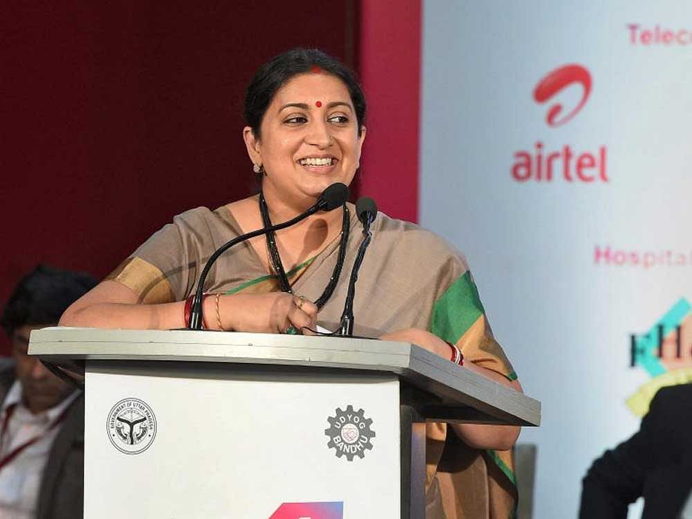 Union Minister of Information and Broadcasting Smriti Irani said on Sunday that the media industry and mobile manufacturers need to collaborate in order to enhance audio and video experience of consumers from a content perspective. PTI Photo