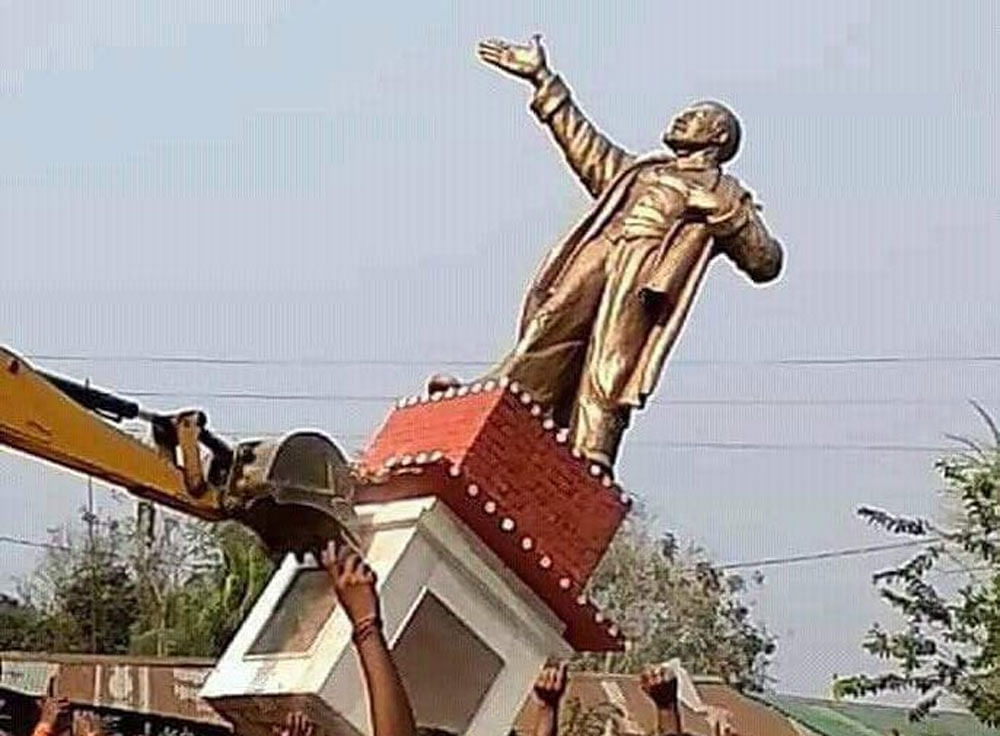 The statues were pulled down just days after the Left was defeated in the Assembly polls by the BJP and its ally IPFT, which together won a two-third majority in the House in a state where the CPM was in power for 25 years.