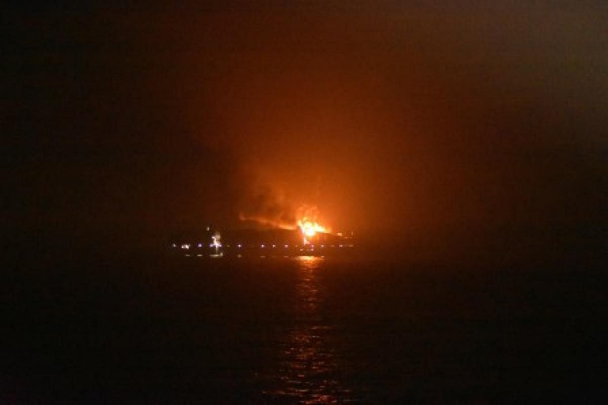 The Maersk container ship that caught fire near Agatti Island