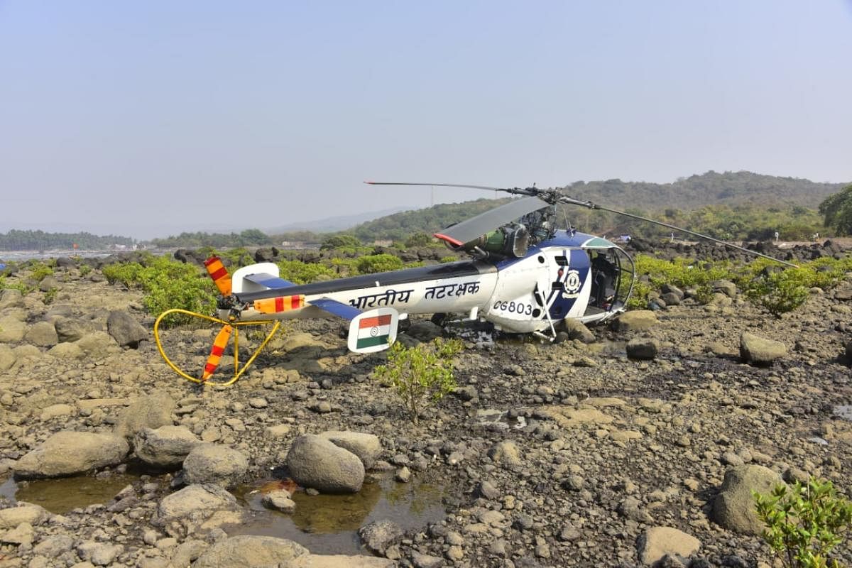 A total of four persons including two pilots were on board the chopper, CG-803, when the landing was necessitated because of technical issues. DH Photo