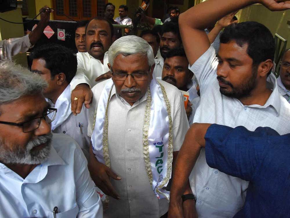 Telangana Joint Action Committee (TJAC) chairman Kodandaram arrested by police near his residence forset to stage the 'Million March' on Saturday to address the failures of the TRS government in Tarnaka on Saturday. PTI Photo