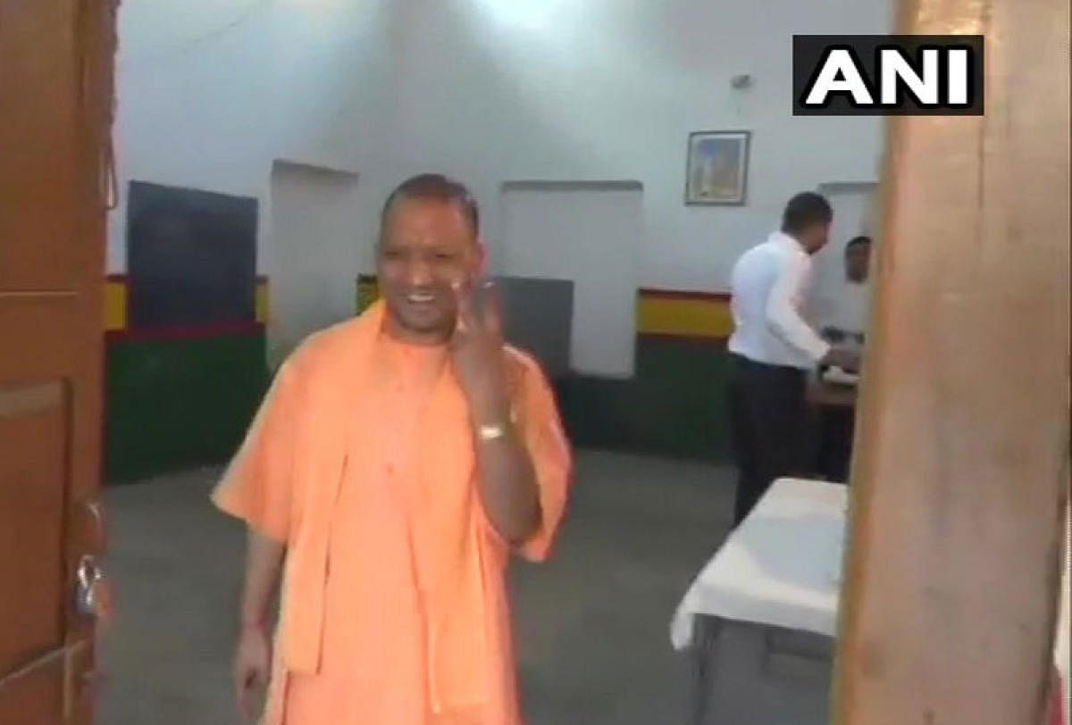Chief Minister Yogi Adityanath after casting his vote for Lok Sabha by-election. ANI picture