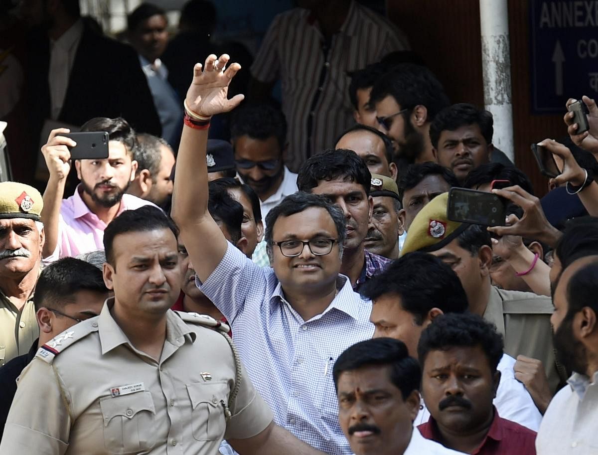 Karti Chidambaram was produced before the trial court on the expiry of his three-day police remand. PTI Photo