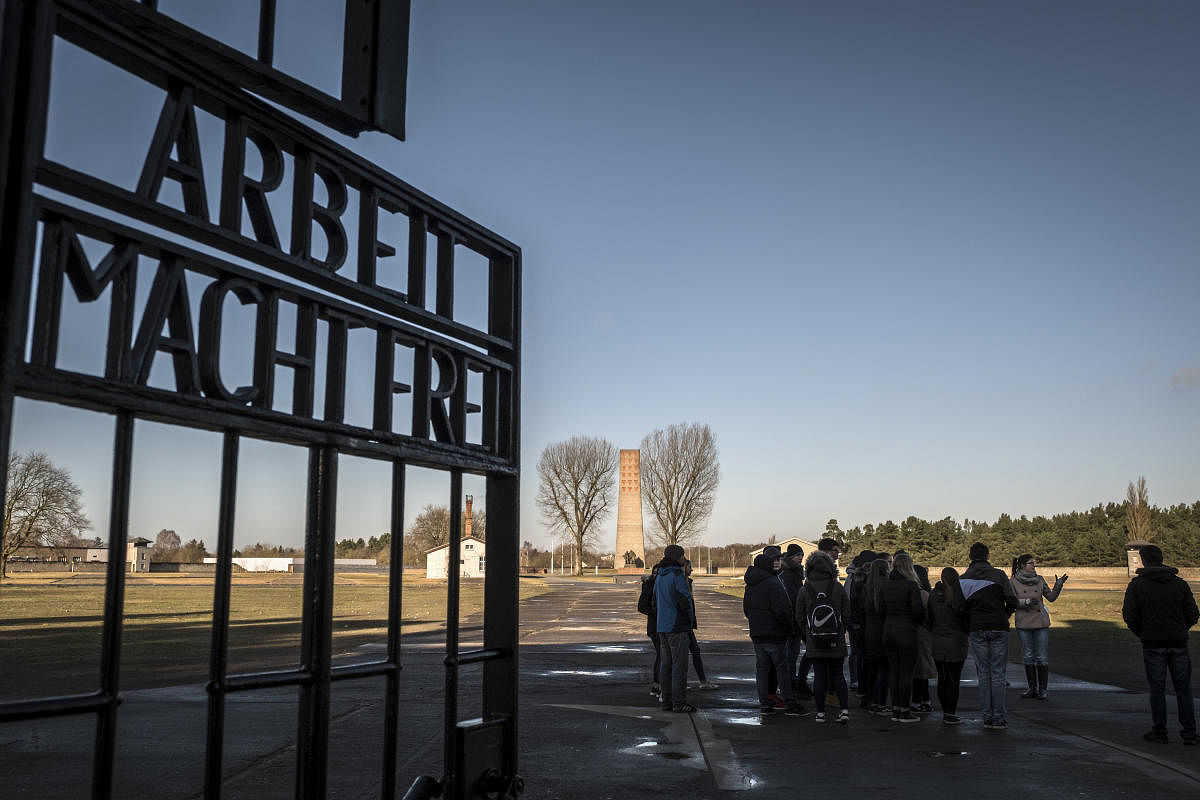 A 10th-grade class from Berlin visits the Sachsenhausen National Memorial in Oranienburg, Germany, Feb. 1, 2018. A proposal to make trips to Nazi concentration camps mandatory comes at a time when Germany is grappling with the creeping rise of two kinds of anti-Semitism and as the Jewish community, now numbering about 200,000, is once again nervous. (Gordon Welters/The New York Times)