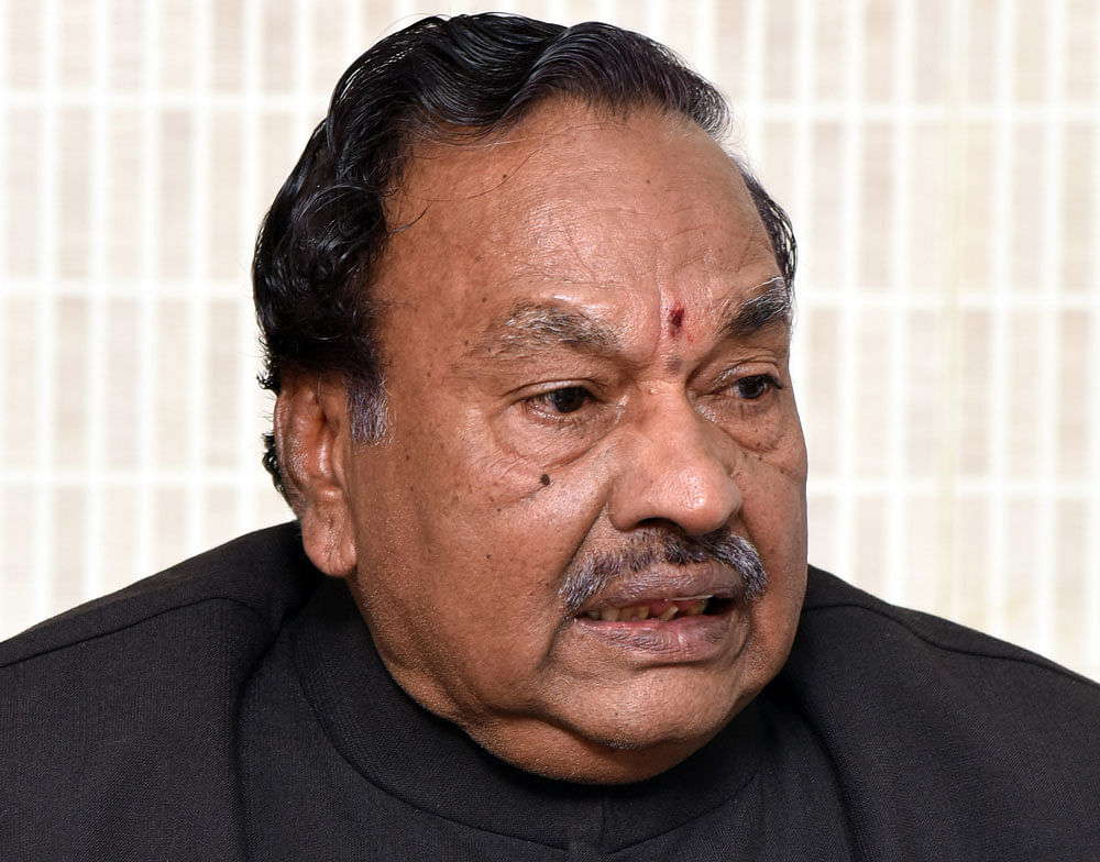 Leader of the Opposition in the  Legislative Council K S Eshwarappa on Monday claimed that the BJP had assured him of the ticket to contest from the Shimoga Assembly constituency. DH Photo.
