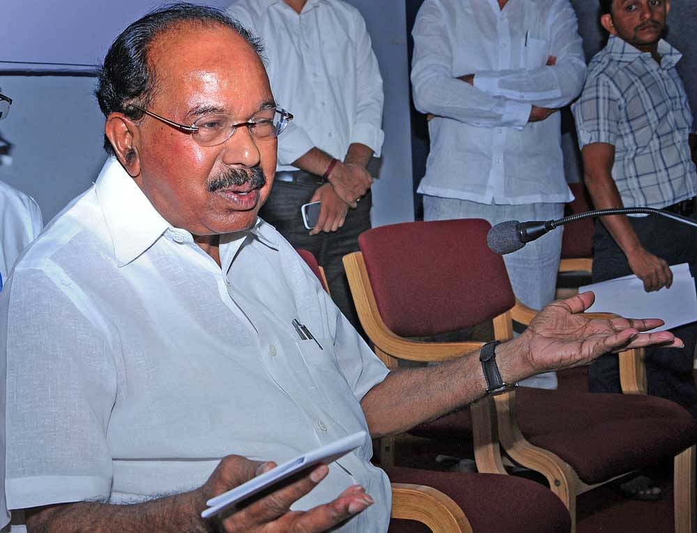 According to sources, Moily is upset with Mahadevappa following a standoff they had at the party's state election committee meeting held here on March 14 on who should get the ticket for the Karkala Assembly constituency in Udupi district.