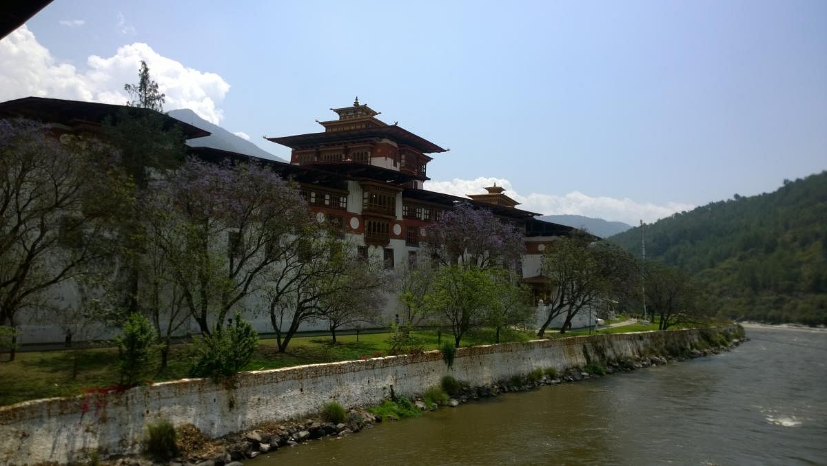 The Palace of Great Happiness, aka Punakha Dzong (fortress).