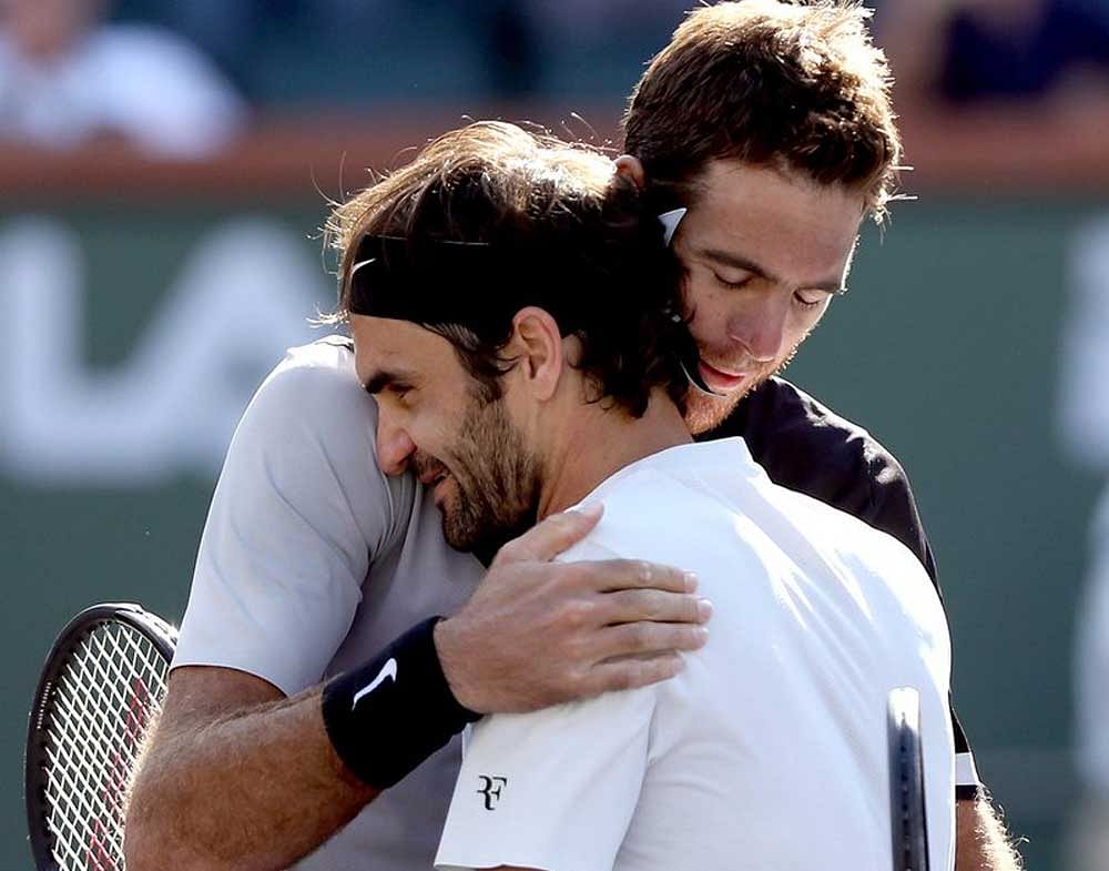 Potro took Federer down 6-4, 6-7, 7-6, scoring his first Indian Wells and second ATP titles. Twitter photo.