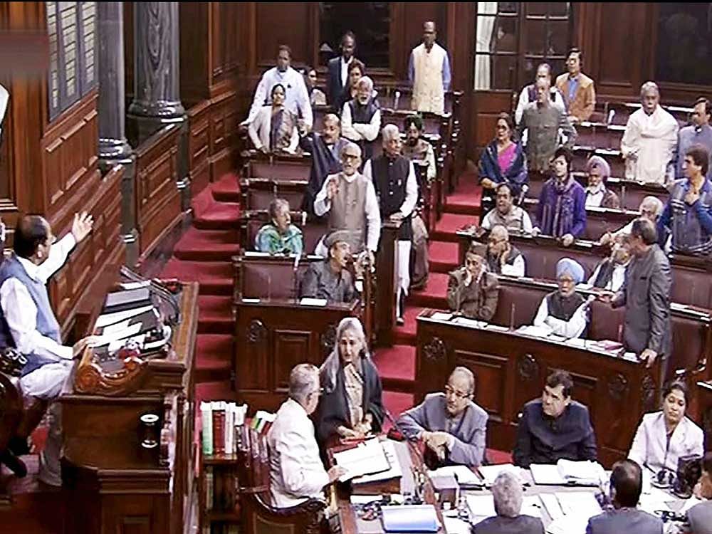 The Rajya Sabha was hit by protests from several MPs even as Sushma Swaraj broke news of the 39 Indians' deaths.