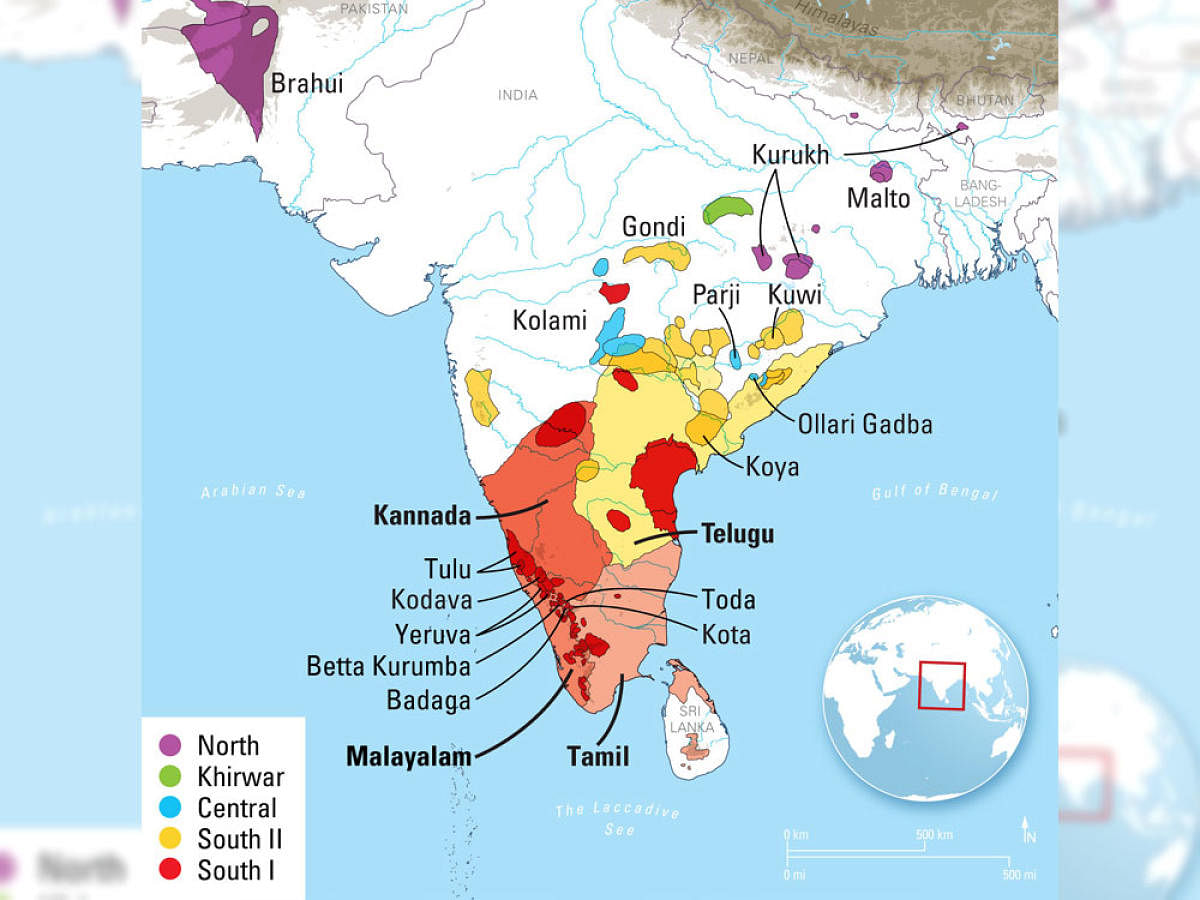 The researchers used data collected first-hand from native speakers representing all previously reported Dravidian subgroups. Image source:phys.org