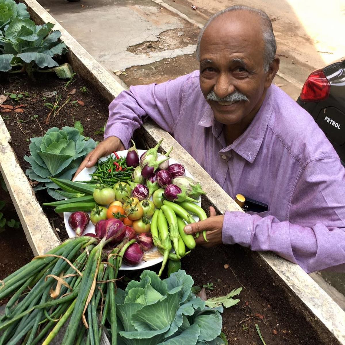 Dr Viswanath Kadur with organic produce.