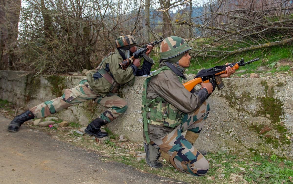 Two local militants of Hizbul Mujahideen outfit were killed in an overnight encounter with security forces. PTI Photo