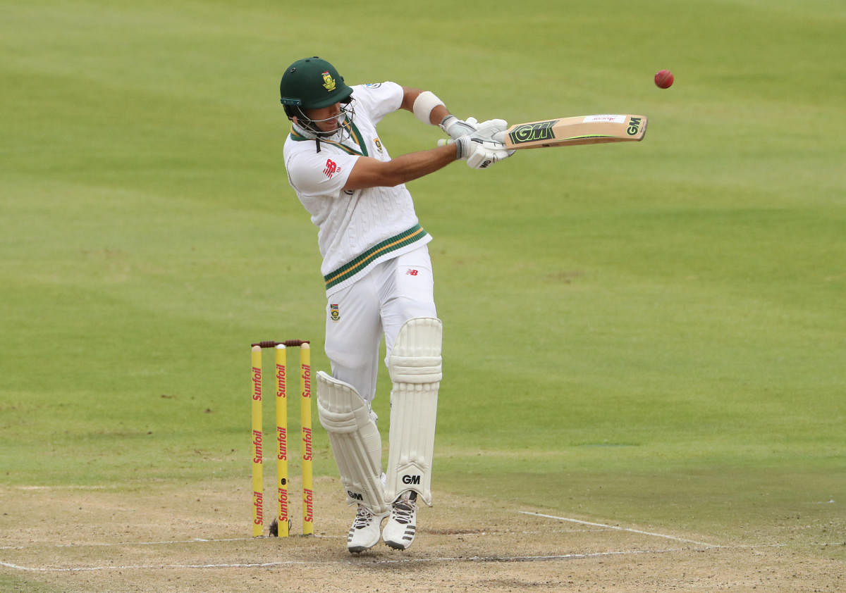 GRITTY KNOCK: South Africa's Aiden Markram pulls one to the boundary during his 84 against Australia in Cape Town on Saturday. REUTERS