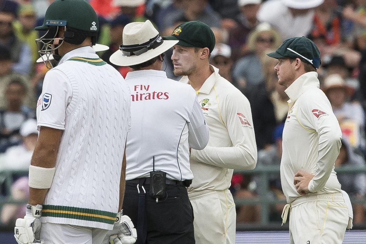 Cameron Bancroft of Australia talks to the umpire on the third day of the third cricket test between South Africa and Australia at Newlands Stadium, in Cape Town, South Africa, Saturday, March 24, 2018.AP/PTI