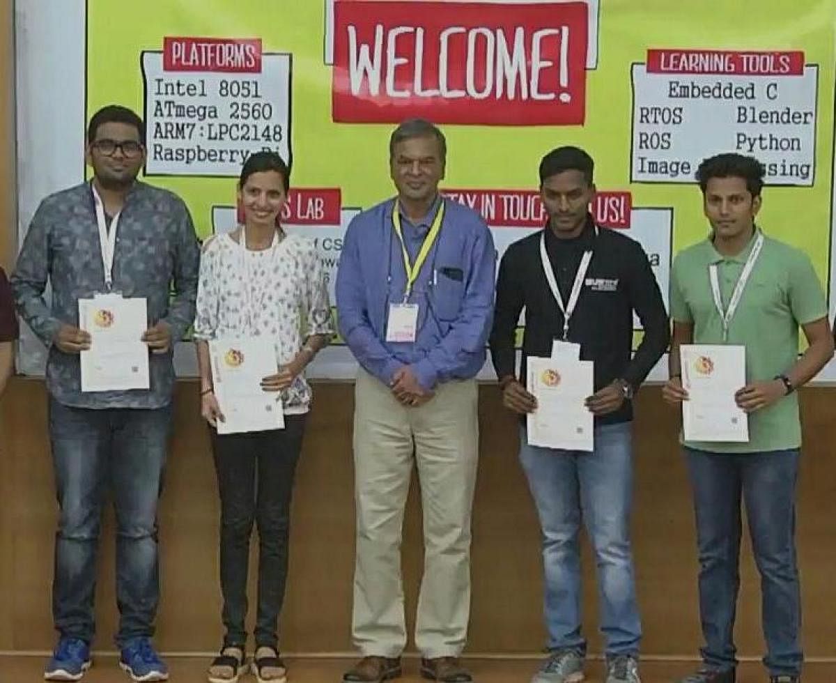 Students from Alva's Institute of Engineering and Technology, Mijar win second prize in the sixth edition of National-level e-Yantra Robotics Competition (eYRC-2017) held at IIT Bombay recently.