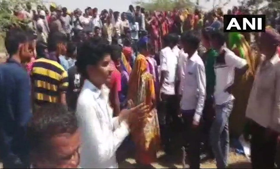 About 50 farmers were detained by police on Sunday as thousands of cultivators protested against a Gujarat government company's move to take possession of land at a village in Bhavnagar district for a proposed lignite plant. Picture courtesy ANI