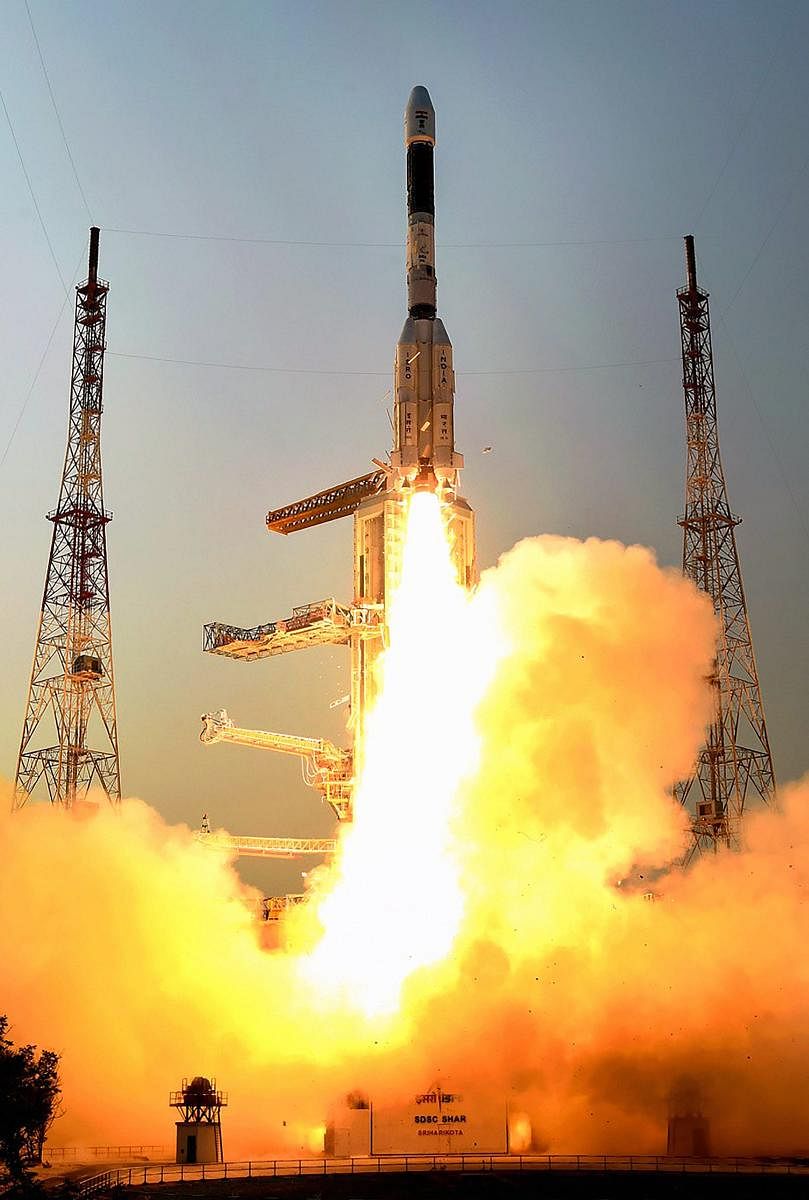 Isro's GSLV-F08 carrying GSAT-6A satellite blasts off into orbit from the Satish Dhawan Space Centre, in Sriharikota on March 29, 2018. PTI file