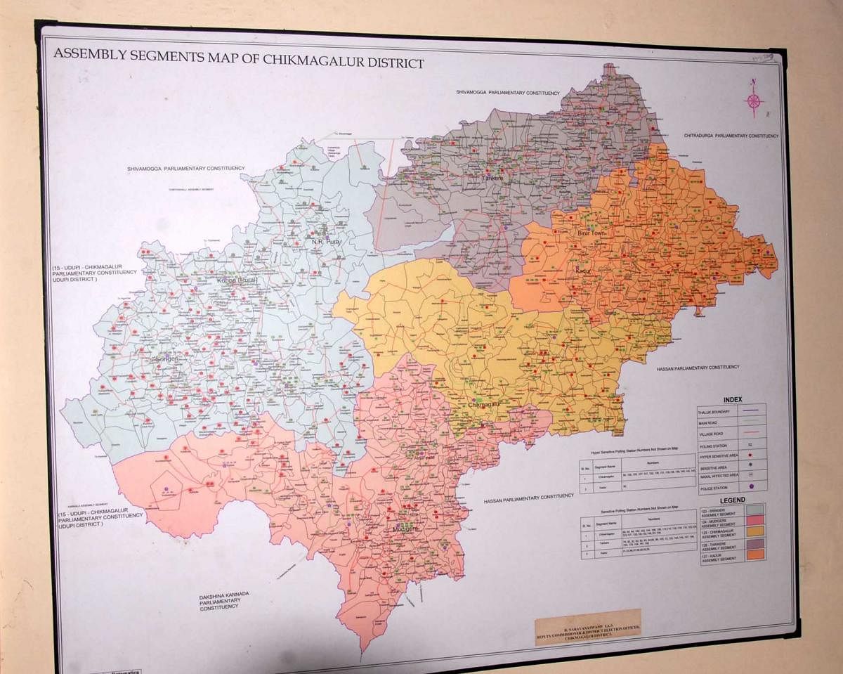 Map of assembly constituencies in Chikkamagaluru.