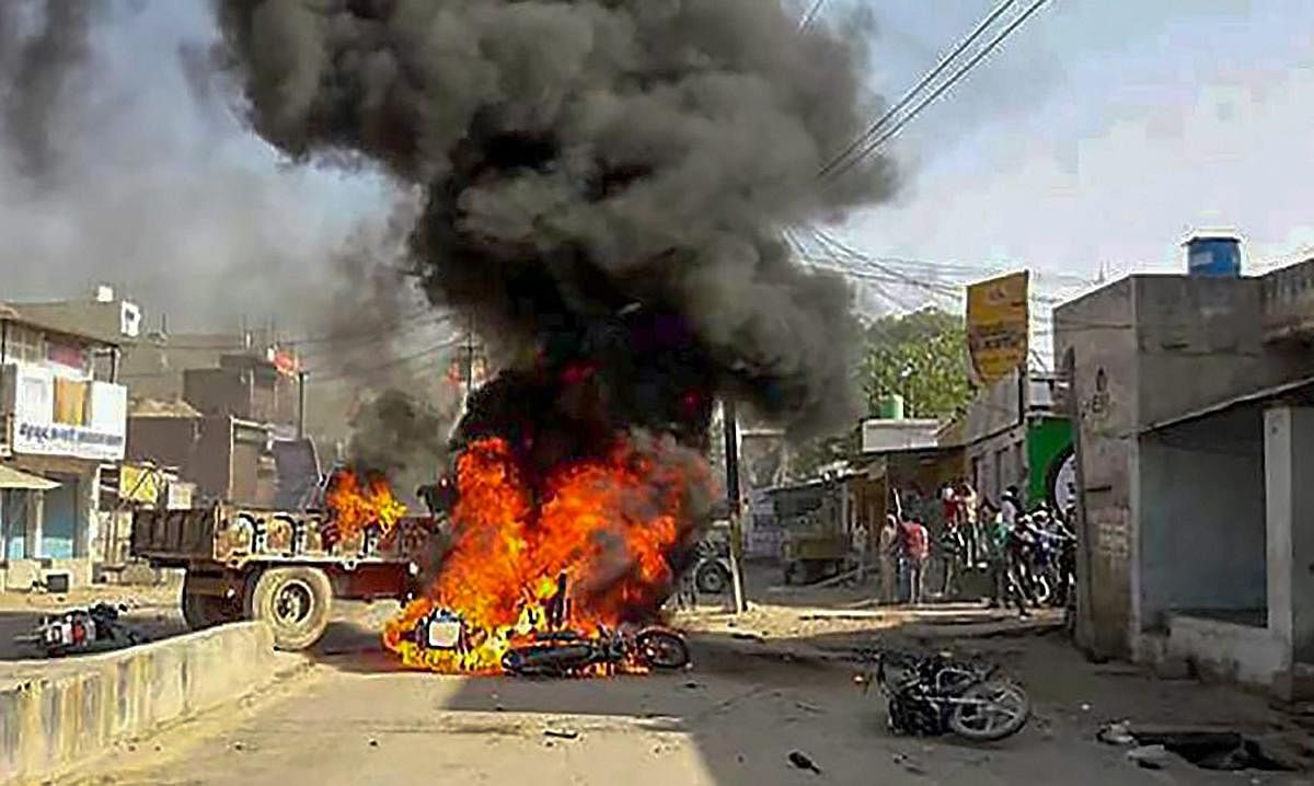 The death toll in the violence that broke out during Dalit protests in Madhya Pradesh rose to eight. PTI Photo
