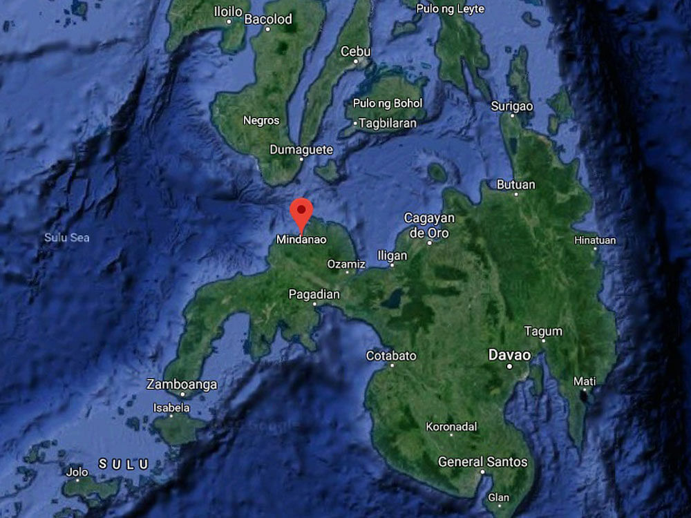 A moderately strong 5.9-magnitude earthquake struck at sea off the main southern Philippine island of Mindanao today. Photo via Google Maps.