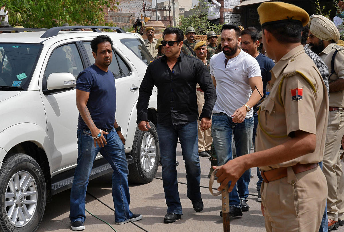 Bollywood actor Salman Khan arrives at a court in Jodhpur on Thursday. REUTERS