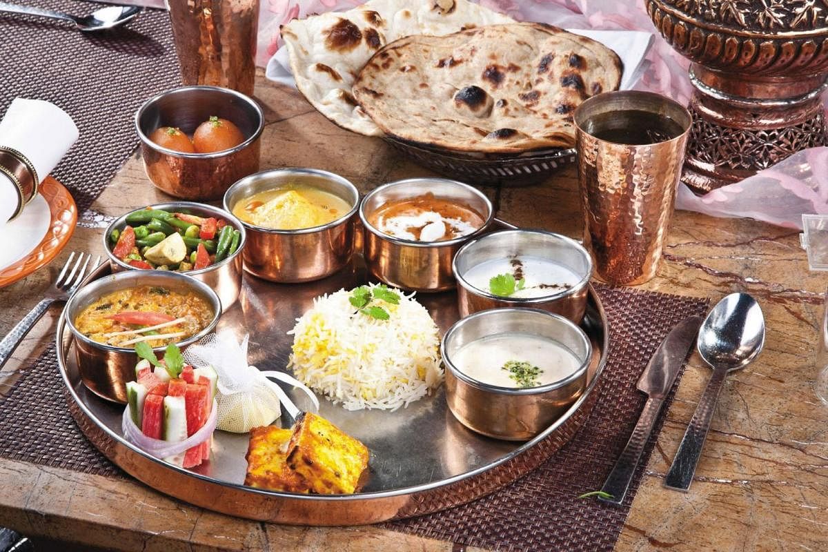 A traditional vegetarian thali.