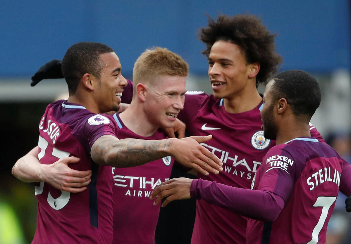 FEARSOME FORUSOME: With the title in their sights, Manchester City will rely on the young brigade in their final push. REUTERS