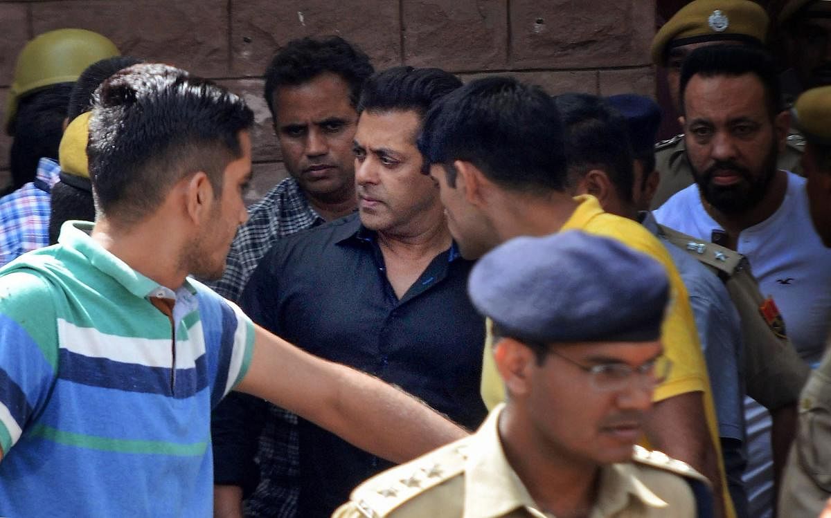 Bollywood actor Salman Khan is taken away from the court after he was awarded five years in jail in decades old illegal poaching case, court after court declared 5 year Jail, in Jodhpur on Thursday.