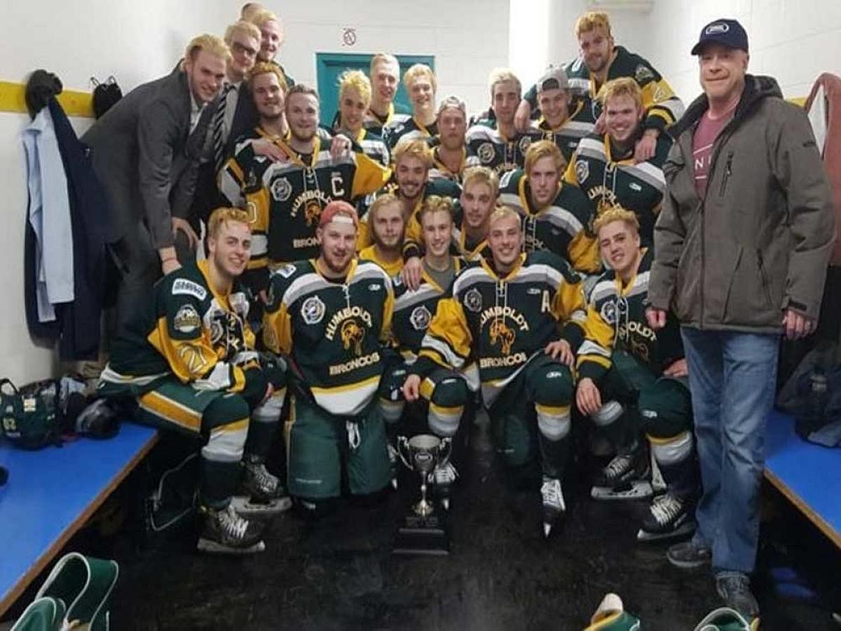 The team was heading north for a Saskatchewan Junior Hockey League playoff game against the Nipawin Hawks. Image courtesy Twitter/Noel Gibney
