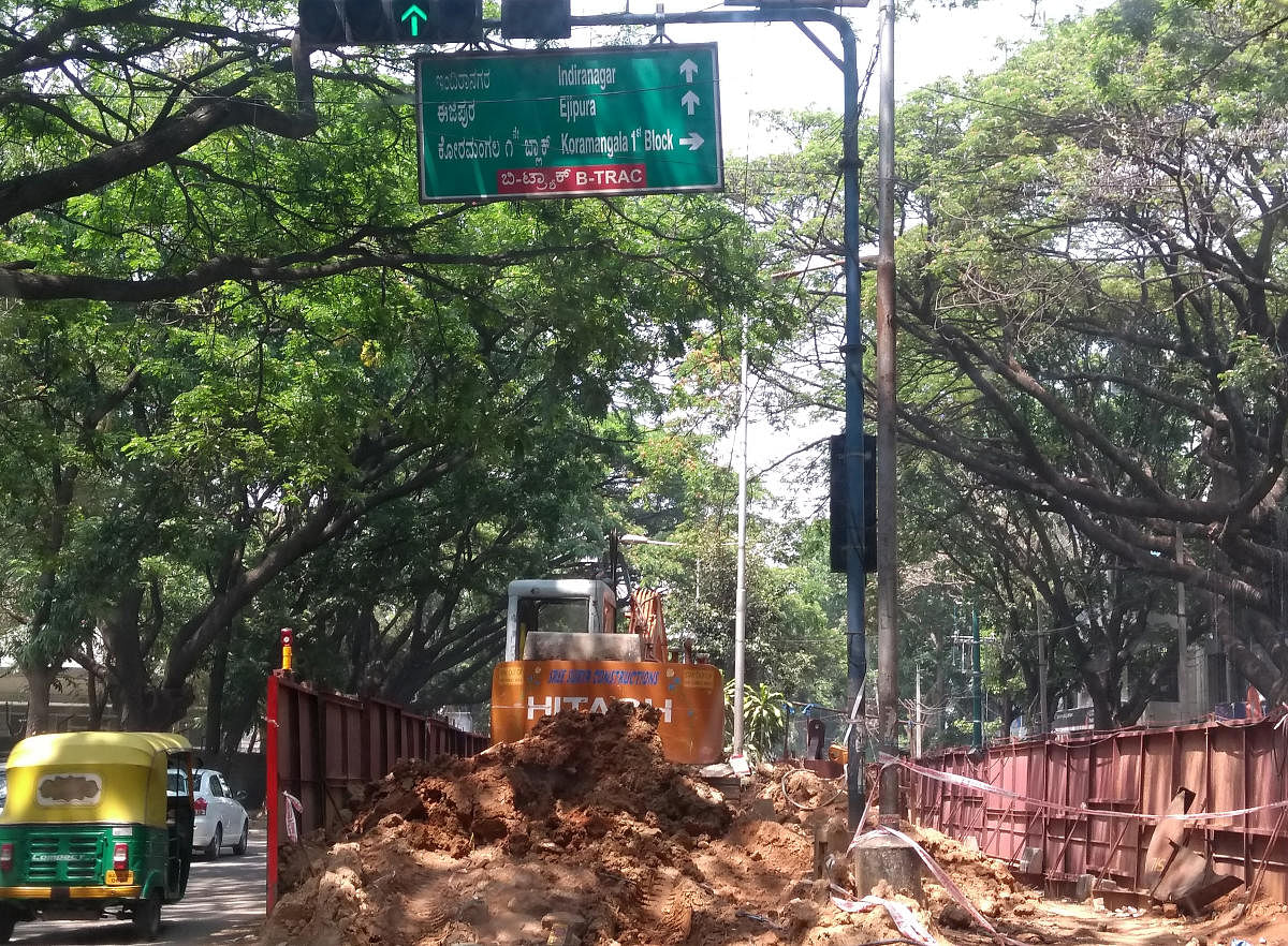 Work has begun on the flyover from the Kendriya Sadan junction to the Ejipura Main Road junction.