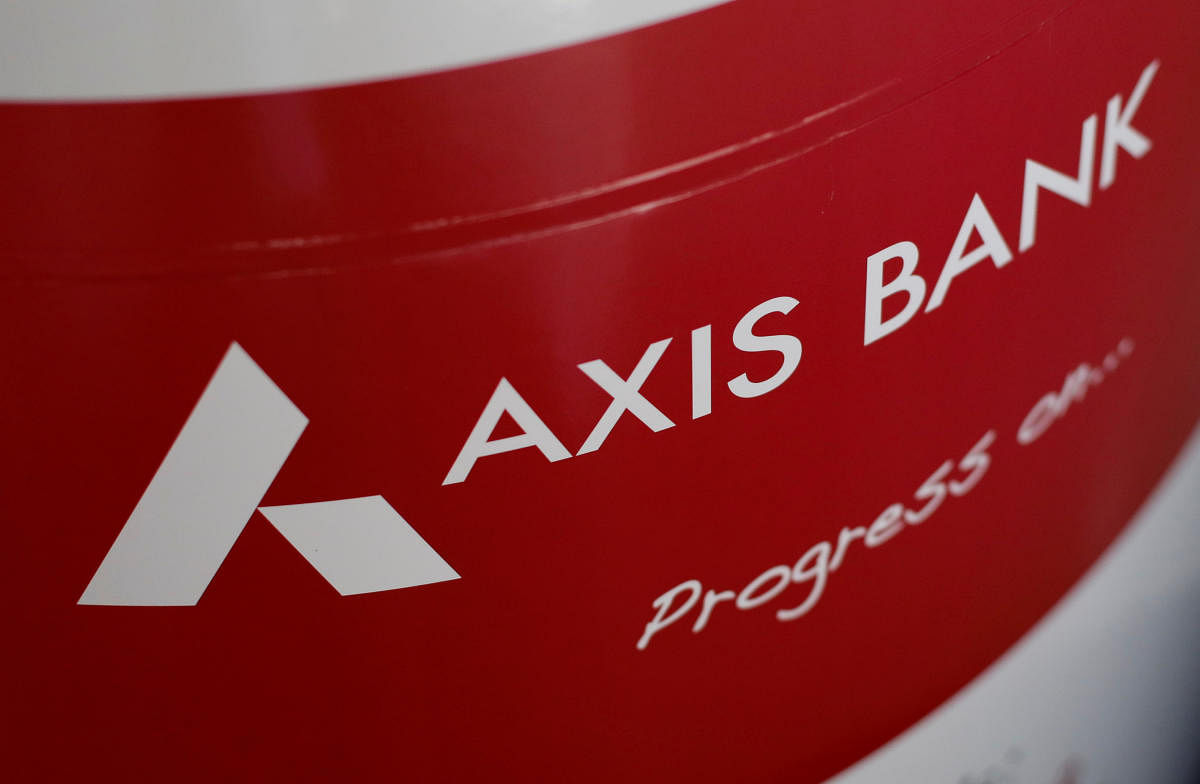 The logo of Axis Bank is seen on an advertisement at its branch in Mumbai, India, January 22, 2018. REUTERS