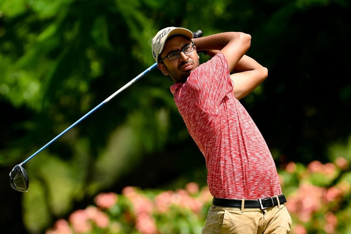 STEADY Yashas Chandra tees off during the opening round of the Karnataka Amateur Golf Championship on Tuesday.