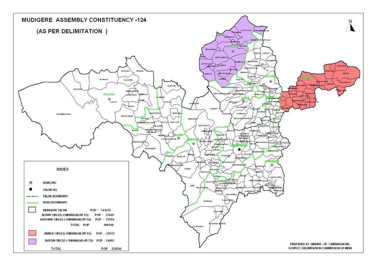 Map of Mudigere Assembly Constituency.