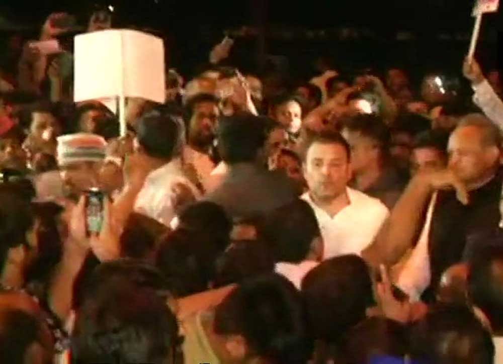 Rahul Gandhi reaches for the candlelight march at India Gate against Kathua and Unnao cases. photo credit: ANI